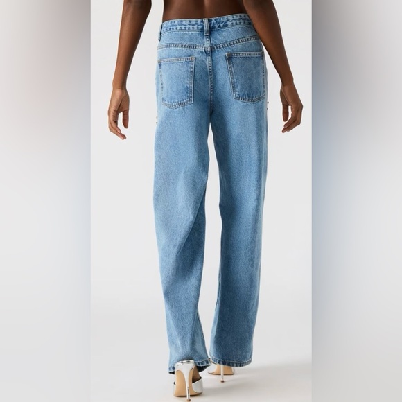 Steve Madden Taylor Embellished Blue Jeans | Straight + Rhinestones | 26 | NWT - Picture 3 of 15